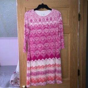 Pink patterned dress with sleeves
